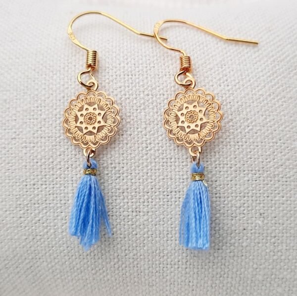 Tassel earrings in cornflower blue