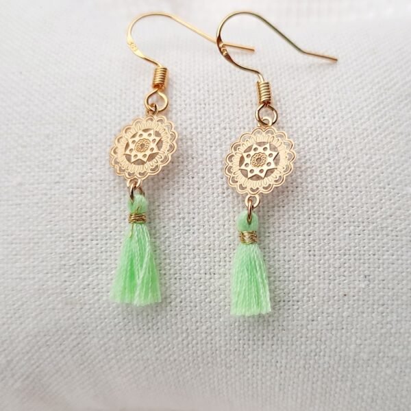 Tassel earrings in mint green