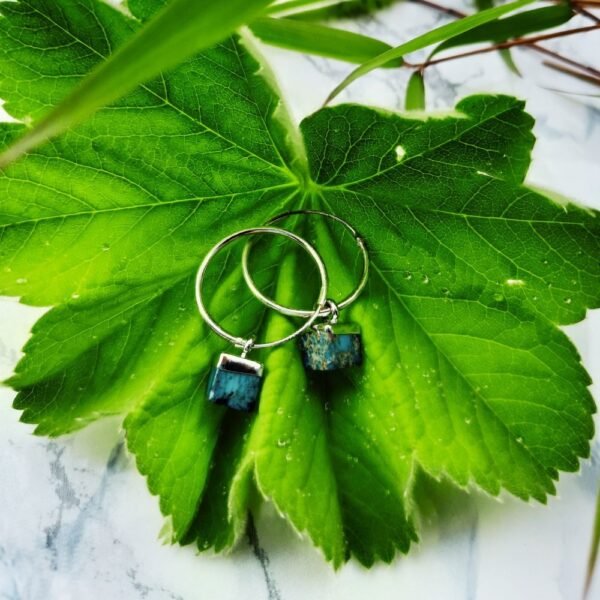 Poseidon blue charm hoop earrings