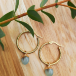 Ocean green stone pendant hoop earrings – Bild 2