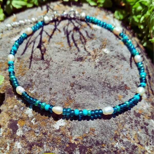 Aqua pearl anklet