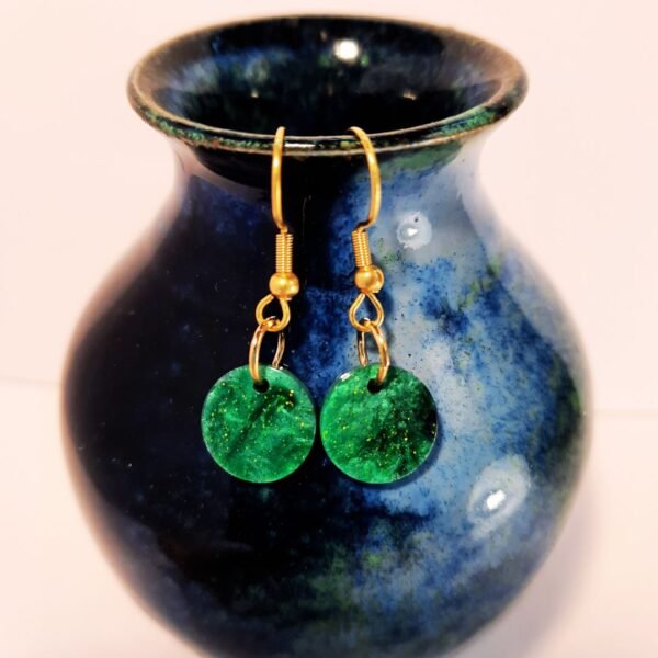 Green shimmer earrings