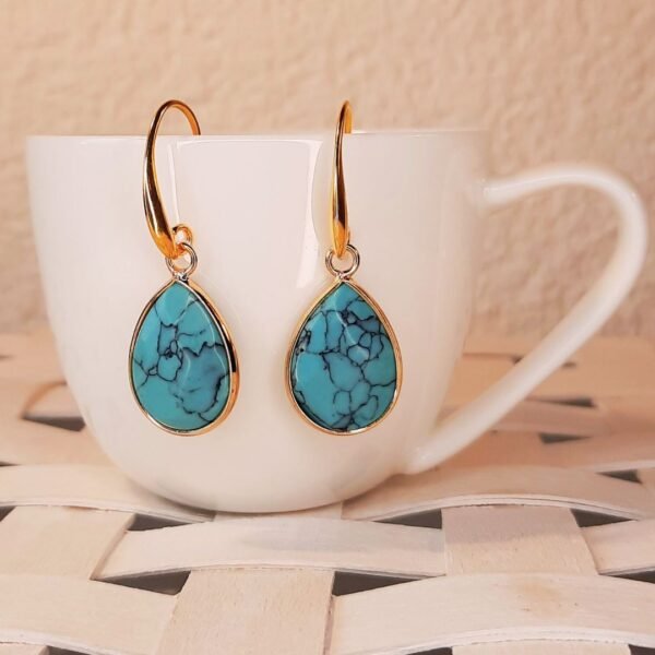 Teal drop earrings