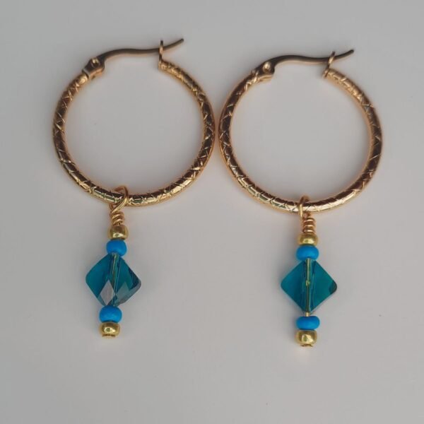 Blue swarovski hoops