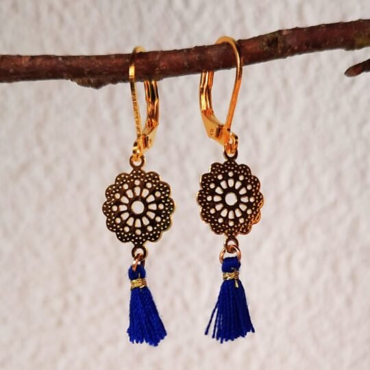 Fleur midnight tassel earrings