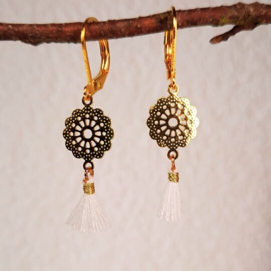 Fleur dove tassel earrings