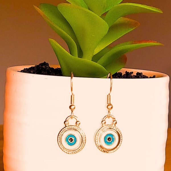 Emerald blue evil eye earrings