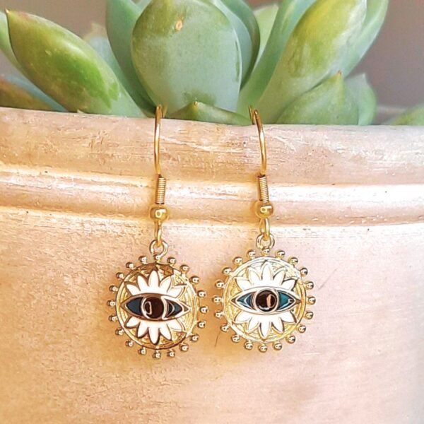 Evil eye petrol sun earrings