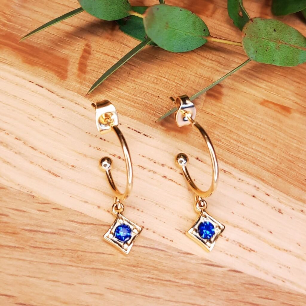 Sapphire blue loop earrings