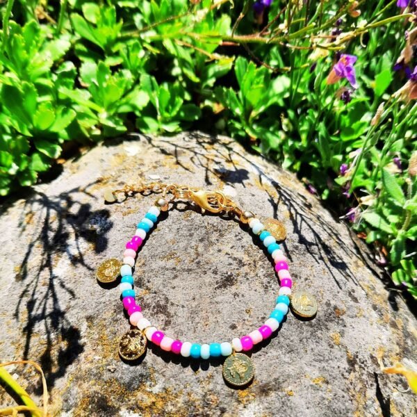 Blush and blue wishes bracelet in gold