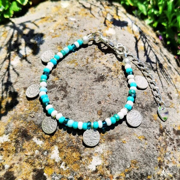 Ocean coin bracelet silver