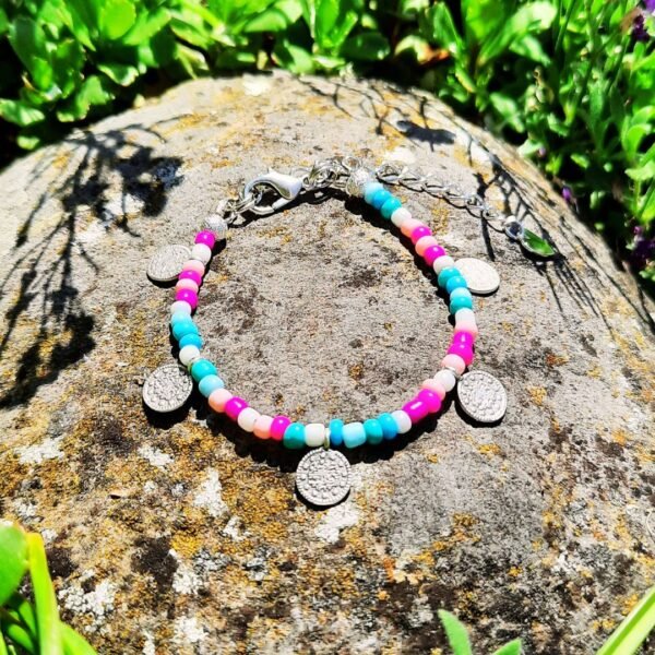 Blush and blue wishes bracelet in silver
