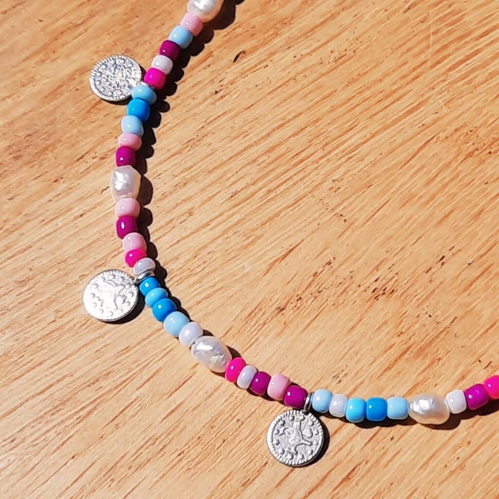 Pastel ocean coin anklet